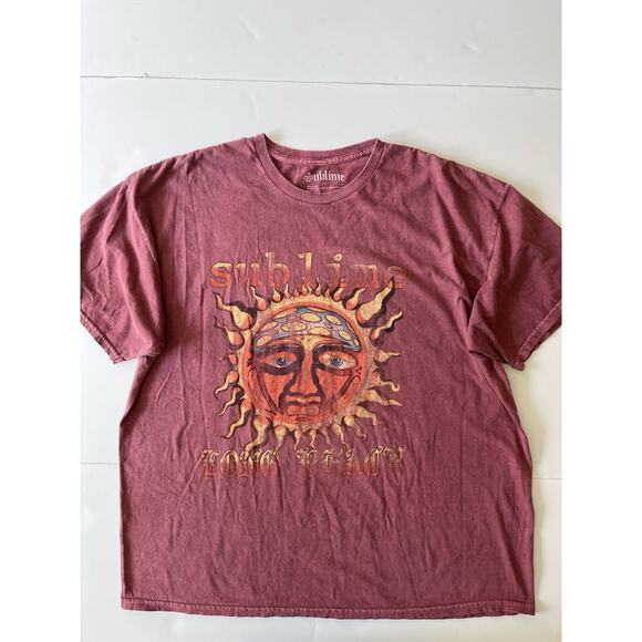 Sublime Oversized T-Shirt Women XL Red Print Skater Relaxed Fit Short Sleeve - Picture 1 of 8